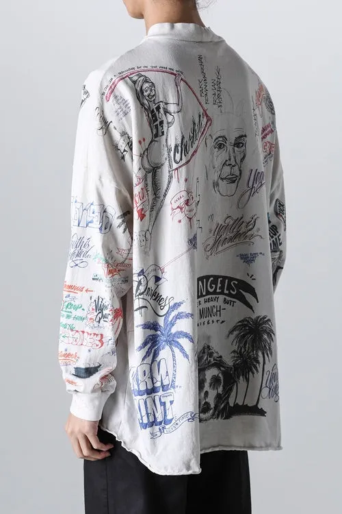 SAINT Mxxxxxx × BORNXRAISED BR_LS TEE/LA/WHT Latest co-branded model LA diamond all-over long sleeves off-white S-XL Super heavy work started in February and lasted three months Super complex 36 sets of screens Outlined pictures make you doubt your life Super perfect reproduction of printing Genuine Czech diamonds Pressure-free reproduction